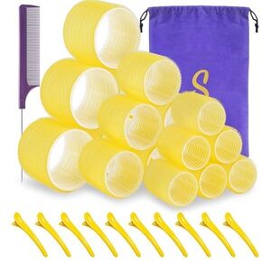 NEW grip hair roller set 18 pcs Hair rollers curlers comb & clips 3 Sizes Set